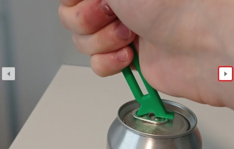 Abridor de latas impreso en 3D, primer ángulo