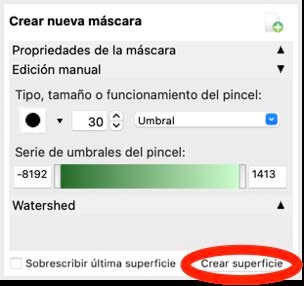 Botón Crear superficie resaltado en el panel de InVesalius